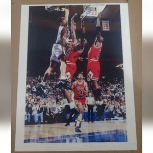 NEW! JOHN STARKS KNICKS DUNK OVER THE CHICAGO BULLS 8.5x11 GLOSSY REPRINT POSTER
